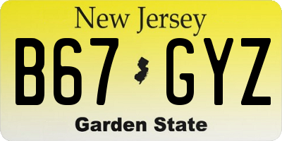NJ license plate B67GYZ