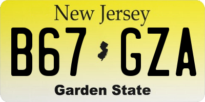 NJ license plate B67GZA