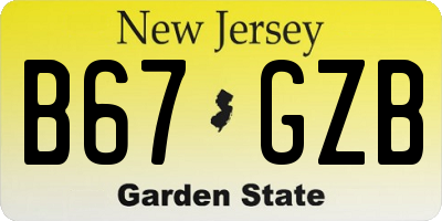 NJ license plate B67GZB