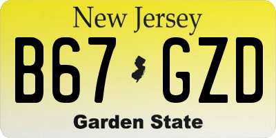 NJ license plate B67GZD