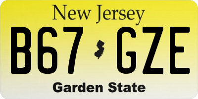 NJ license plate B67GZE