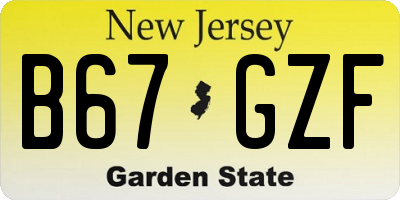 NJ license plate B67GZF