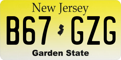 NJ license plate B67GZG