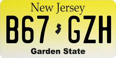 NJ license plate B67GZH