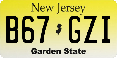 NJ license plate B67GZI