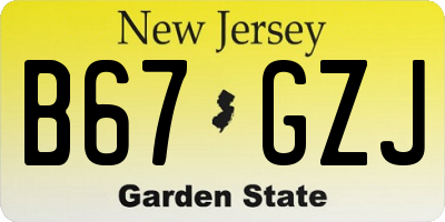NJ license plate B67GZJ