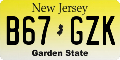 NJ license plate B67GZK