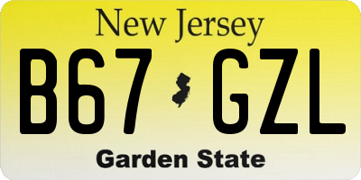 NJ license plate B67GZL