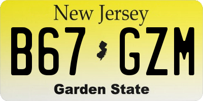 NJ license plate B67GZM