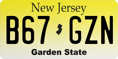 NJ license plate B67GZN