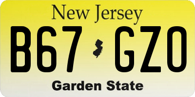 NJ license plate B67GZO