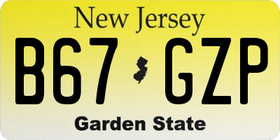 NJ license plate B67GZP