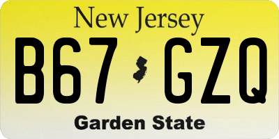 NJ license plate B67GZQ