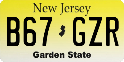 NJ license plate B67GZR