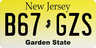 NJ license plate B67GZS