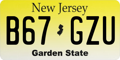 NJ license plate B67GZU