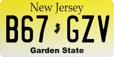 NJ license plate B67GZV