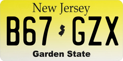 NJ license plate B67GZX