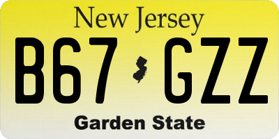 NJ license plate B67GZZ