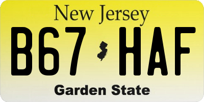 NJ license plate B67HAF