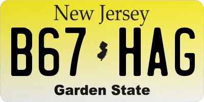 NJ license plate B67HAG