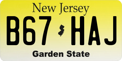 NJ license plate B67HAJ