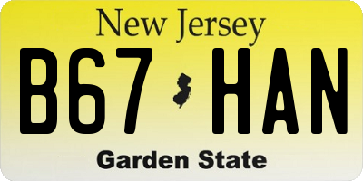 NJ license plate B67HAN