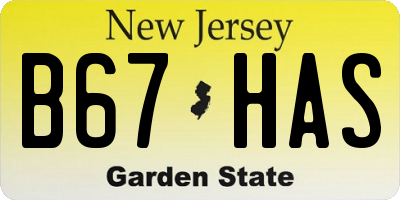 NJ license plate B67HAS