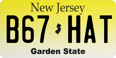 NJ license plate B67HAT