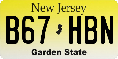 NJ license plate B67HBN