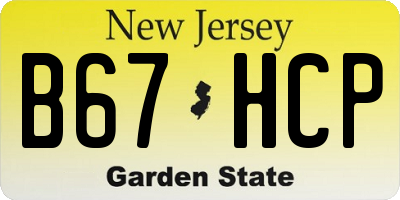 NJ license plate B67HCP