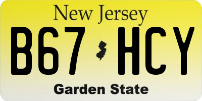 NJ license plate B67HCY