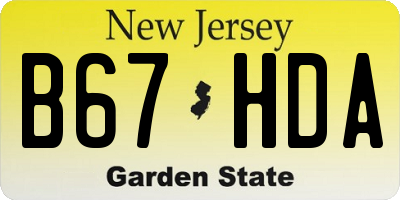 NJ license plate B67HDA