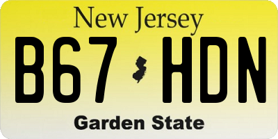 NJ license plate B67HDN
