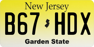 NJ license plate B67HDX
