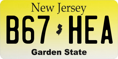 NJ license plate B67HEA