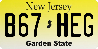 NJ license plate B67HEG