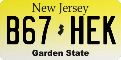 NJ license plate B67HEK