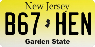 NJ license plate B67HEN