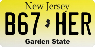 NJ license plate B67HER