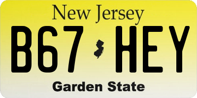 NJ license plate B67HEY