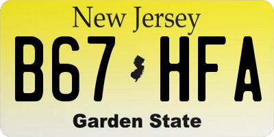 NJ license plate B67HFA
