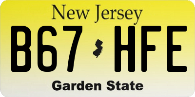NJ license plate B67HFE
