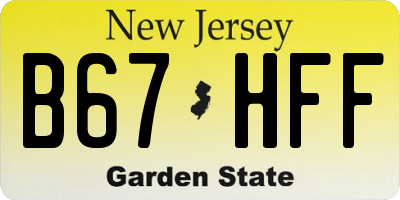 NJ license plate B67HFF