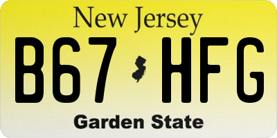 NJ license plate B67HFG