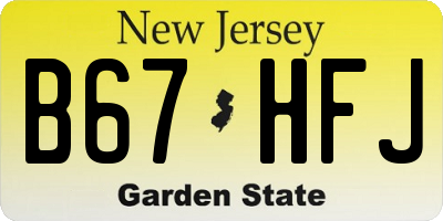 NJ license plate B67HFJ