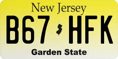 NJ license plate B67HFK