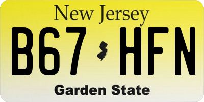 NJ license plate B67HFN