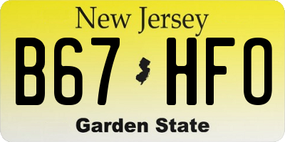 NJ license plate B67HFO