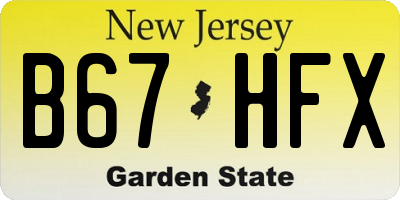 NJ license plate B67HFX